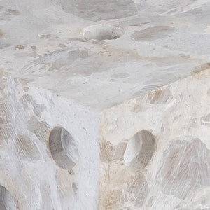 Meridian Furniture Dice Hand Carved Natural Stone Sculptural Tabletop Accent Set of 2 for Shelf Styling Beige Genuine Marble ACC117-Beige