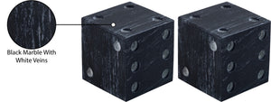 Meridian Furniture Dice Hand Carved Natural Stone Sculptural Tabletop Accent Set of 2 for Shelf Styling Black Genuine Marble ACC117-Black