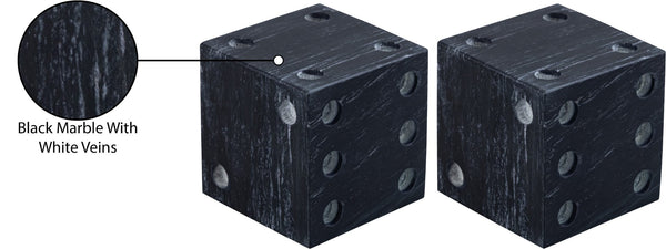 Meridian Furniture Dice Hand Carved Natural Stone Sculptural Tabletop Accent Set of 2 for Shelf Styling Black Genuine Marble ACC117-Black