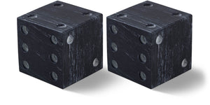 Meridian Furniture Dice Hand Carved Natural Stone Sculptural Tabletop Accent Set of 2 for Shelf Styling Black Genuine Marble ACC117-Black