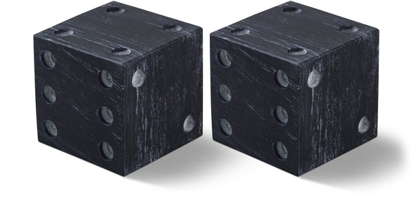 Meridian Furniture Dice Hand Carved Natural Stone Sculptural Tabletop Accent Set of 2 for Shelf Styling Black Genuine Marble ACC117-Black