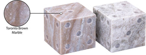 Meridian Furniture Dice Hand Carved Natural Stone Sculptural Tabletop Accent Set of 2 for Shelf Styling Brown Genuine Marble ACC117-Brown