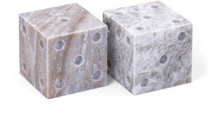 Meridian Furniture Dice Hand Carved Natural Stone Sculptural Tabletop Accent Set of 2 for Shelf Styling Brown Genuine Marble ACC117-Brown