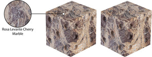 Meridian Furniture Dice Hand Carved Natural Stone Sculptural Tabletop Accent Set of 2 for Shelf Styling Cherry Genuine Marble ACC117-Cherry