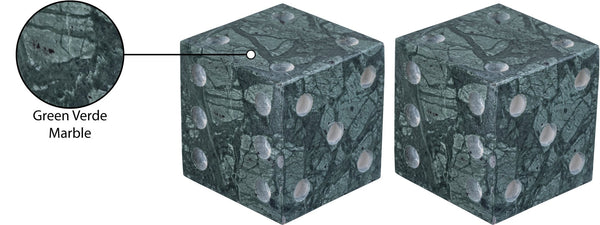 Meridian Furniture Dice Hand Carved Natural Stone Sculptural Tabletop Accent Set of 2 for Shelf Styling Green Genuine Marble ACC117-Green