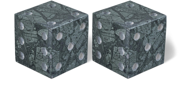 Meridian Furniture Dice Hand Carved Natural Stone Sculptural Tabletop Accent Set of 2 for Shelf Styling Green Genuine Marble ACC117-Green