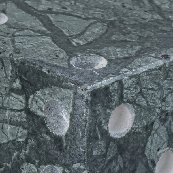 Meridian Furniture Dice Hand Carved Natural Stone Sculptural Tabletop Accent Set of 2 for Shelf Styling Green Genuine Marble ACC117-Green