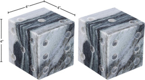 Meridian Furniture Dice Hand Carved Natural Stone Sculptural Tabletop Accent Set of 2 for Shelf Styling Panda Genuine Marble ACC117-Panda
