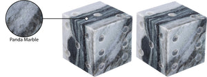 Meridian Furniture Dice Hand Carved Natural Stone Sculptural Tabletop Accent Set of 2 for Shelf Styling Panda Genuine Marble ACC117-Panda