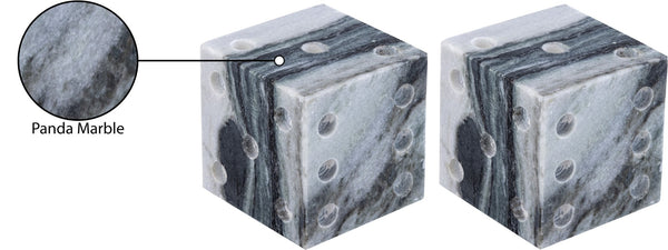 Meridian Furniture Dice Hand Carved Natural Stone Sculptural Tabletop Accent Set of 2 for Shelf Styling Panda Genuine Marble ACC117-Panda