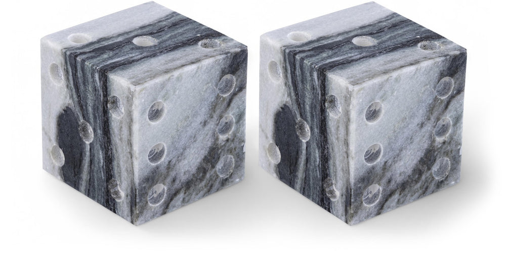 Meridian Furniture Dice Hand Carved Natural Stone Sculptural Tabletop Accent Set of 2 for Shelf Styling Panda Genuine Marble ACC117-Panda