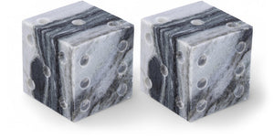 Meridian Furniture Dice Hand Carved Natural Stone Sculptural Tabletop Accent Set of 2 for Shelf Styling Panda Genuine Marble ACC117-Panda