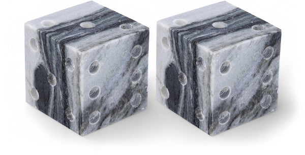 Meridian Furniture Dice Hand Carved Natural Stone Sculptural Tabletop Accent Set of 2 for Shelf Styling Panda Genuine Marble ACC117-Panda