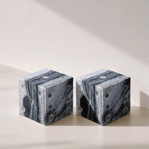Meridian Furniture Dice Hand Carved Natural Stone Sculptural Tabletop Accent Set of 2 for Shelf Styling Panda Genuine Marble ACC117-Panda