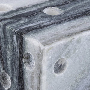 Meridian Furniture Dice Hand Carved Natural Stone Sculptural Tabletop Accent Set of 2 for Shelf Styling Panda Genuine Marble ACC117-Panda