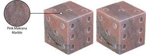 Meridian Furniture Dice Hand Carved Natural Stone Sculptural Tabletop Accent Set of 2 for Shelf Styling Pink Genuine Marble ACC117-Pink