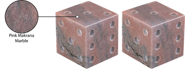 Meridian Furniture Dice Hand Carved Natural Stone Sculptural Tabletop Accent Set of 2 for Shelf Styling Pink Genuine Marble ACC117-Pink
