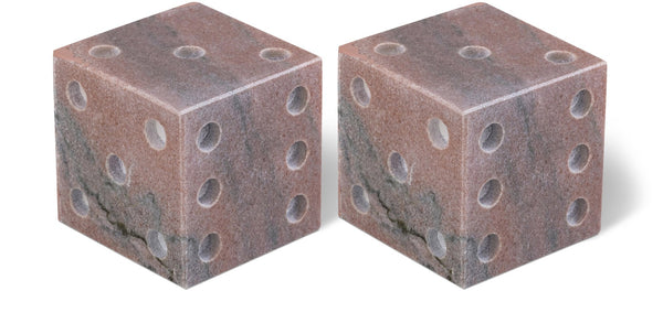 Meridian Furniture Dice Hand Carved Natural Stone Sculptural Tabletop Accent Set of 2 for Shelf Styling Pink Genuine Marble ACC117-Pink