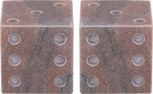 Meridian Furniture Dice Hand Carved Natural Stone Sculptural Tabletop Accent Set of 2 for Shelf Styling Pink Genuine Marble ACC117-Pink