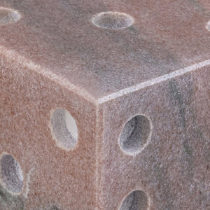 Meridian Furniture Dice Hand Carved Natural Stone Sculptural Tabletop Accent Set of 2 for Shelf Styling Pink Genuine Marble ACC117-Pink