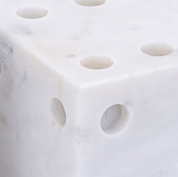 Meridian Furniture Dice Hand Carved Natural Stone Sculptural Tabletop Accent Set of 2 for Shelf Styling White Genuine Marble ACC117-White