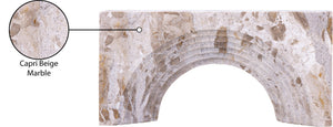 Meridian Furniture Cambre Hand-carved Genuine Marble Arch Sculpture Tabletop Accent with Natural Veined Ridged Detail Beige ACC118-Beige