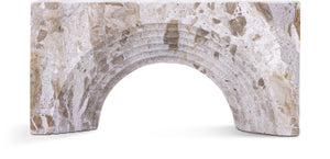 Meridian Furniture Cambre Hand-carved Genuine Marble Arch Sculpture Tabletop Accent with Natural Veined Ridged Detail Beige ACC118-Beige