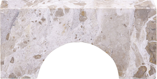 Meridian Furniture Cambre Hand-carved Genuine Marble Arch Sculpture Tabletop Accent with Natural Veined Ridged Detail Beige ACC118-Beige