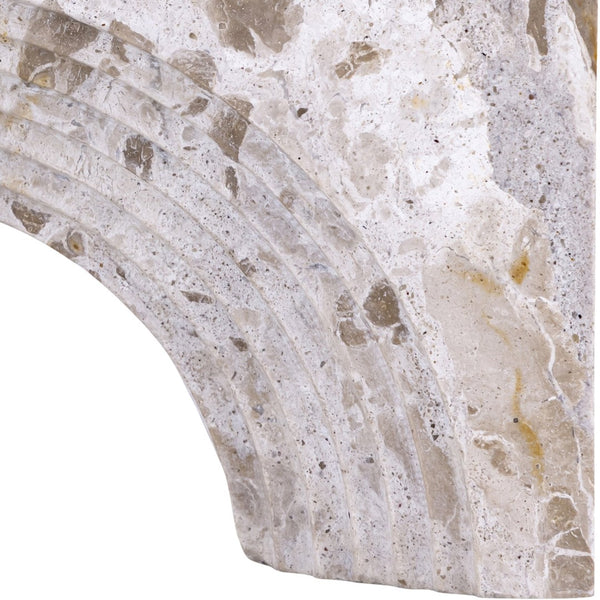 Meridian Furniture Cambre Hand-carved Genuine Marble Arch Sculpture Tabletop Accent with Natural Veined Ridged Detail Beige ACC118-Beige