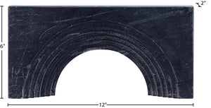 Meridian Furniture Cambre Hand-carved Genuine Marble Arch Sculpture Tabletop Accent with Natural Veined Ridged Detail Black ACC118-Black
