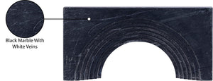 Meridian Furniture Cambre Hand-carved Genuine Marble Arch Sculpture Tabletop Accent with Natural Veined Ridged Detail Black ACC118-Black