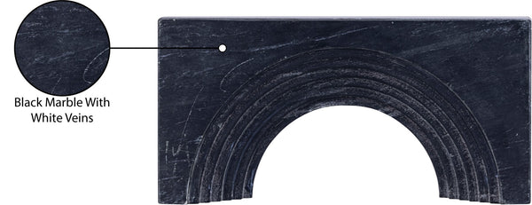 Meridian Furniture Cambre Hand-carved Genuine Marble Arch Sculpture Tabletop Accent with Natural Veined Ridged Detail Black ACC118-Black