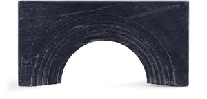 Meridian Furniture Cambre Hand-carved Genuine Marble Arch Sculpture Tabletop Accent with Natural Veined Ridged Detail Black ACC118-Black