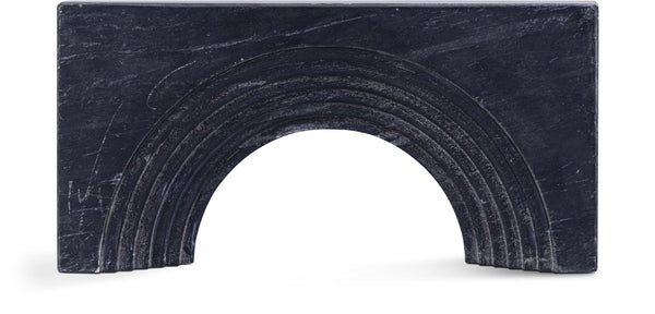 Meridian Furniture Cambre Hand-carved Genuine Marble Arch Sculpture Tabletop Accent with Natural Veined Ridged Detail Black ACC118-Black
