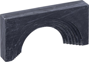 Meridian Furniture Cambre Hand-carved Genuine Marble Arch Sculpture Tabletop Accent with Natural Veined Ridged Detail Black ACC118-Black