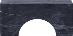 Meridian Furniture Cambre Hand-carved Genuine Marble Arch Sculpture Tabletop Accent with Natural Veined Ridged Detail Black ACC118-Black