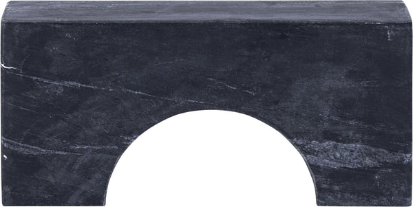 Meridian Furniture Cambre Hand-carved Genuine Marble Arch Sculpture Tabletop Accent with Natural Veined Ridged Detail Black ACC118-Black