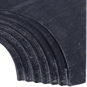 Meridian Furniture Cambre Hand-carved Genuine Marble Arch Sculpture Tabletop Accent with Natural Veined Ridged Detail Black ACC118-Black