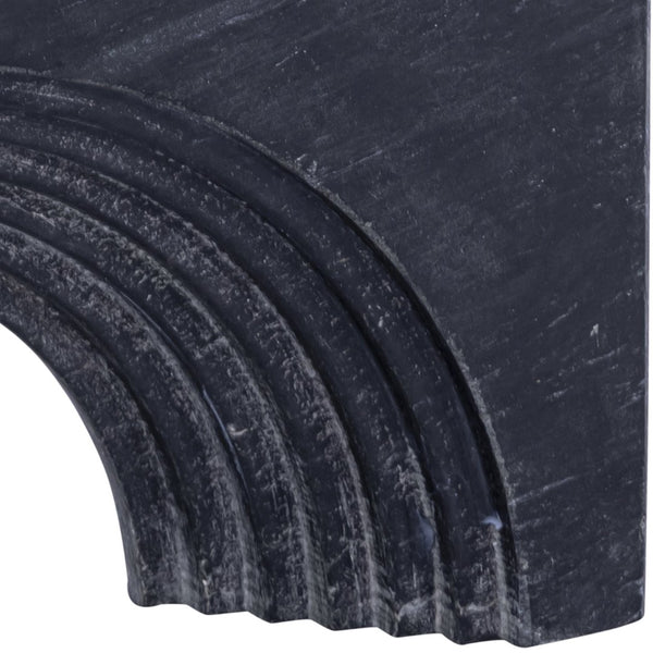 Meridian Furniture Cambre Hand-carved Genuine Marble Arch Sculpture Tabletop Accent with Natural Veined Ridged Detail Black ACC118-Black