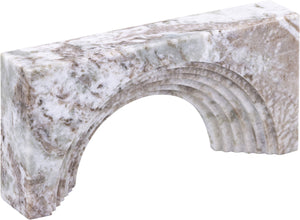 Meridian Furniture Cambre Hand-carved Genuine Marble Arch Sculpture Tabletop Accent with Natural Veined Ridged Detail Brown ACC118-Brown