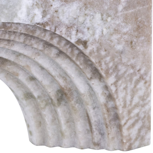 Meridian Furniture Cambre Hand-carved Genuine Marble Arch Sculpture Tabletop Accent with Natural Veined Ridged Detail Brown ACC118-Brown