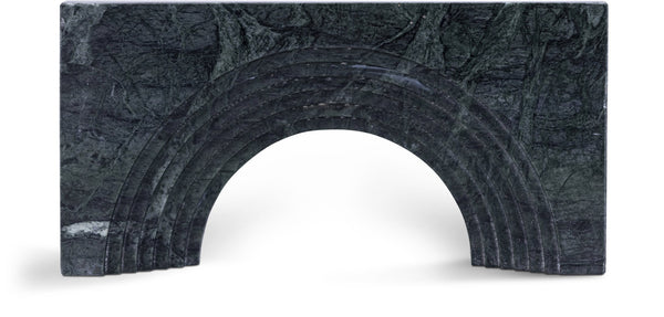 Meridian Furniture Cambre Hand-carved Genuine Marble Arch Sculpture Tabletop Accent with Natural Veined Ridged Detail Green ACC118-Green