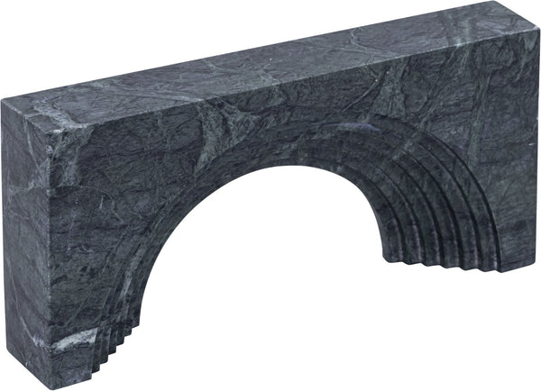Meridian Furniture Cambre Hand-carved Genuine Marble Arch Sculpture Tabletop Accent with Natural Veined Ridged Detail Green ACC118-Green