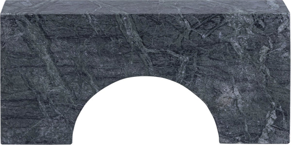 Meridian Furniture Cambre Hand-carved Genuine Marble Arch Sculpture Tabletop Accent with Natural Veined Ridged Detail Green ACC118-Green