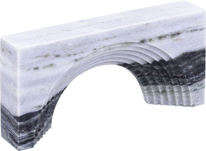 Meridian Furniture Cambre Hand-carved Genuine Marble Arch Sculpture Tabletop Accent with Natural Veined Ridged Detail Panda ACC118-Panda