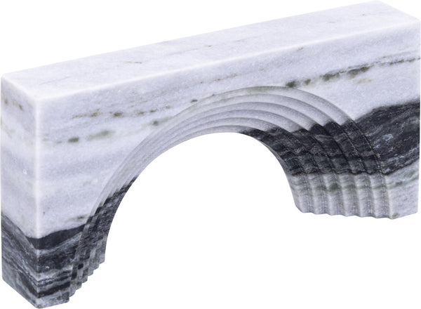 Meridian Furniture Cambre Hand-carved Genuine Marble Arch Sculpture Tabletop Accent with Natural Veined Ridged Detail Panda ACC118-Panda
