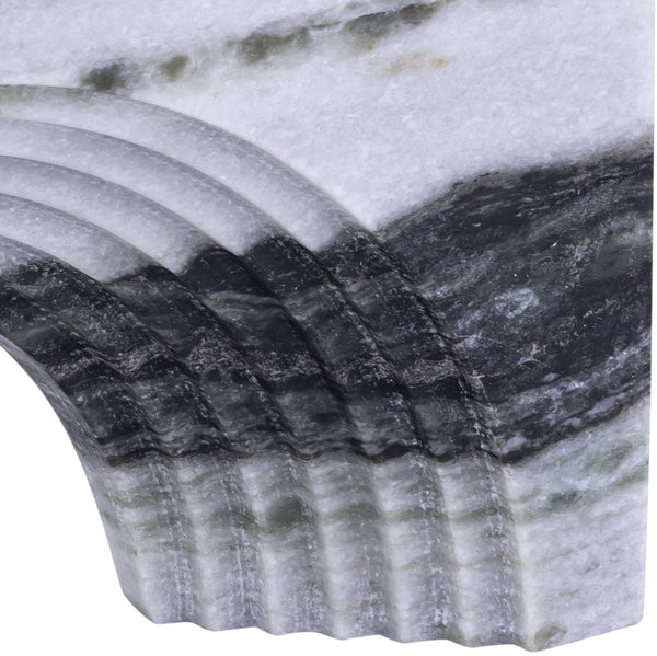 Meridian Furniture Cambre Hand-carved Genuine Marble Arch Sculpture Tabletop Accent with Natural Veined Ridged Detail Panda ACC118-Panda