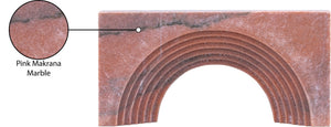 Meridian Furniture Cambre Hand-carved Genuine Marble Arch Sculpture Tabletop Accent with Natural Veined Ridged Detail Pink ACC118-Pink