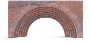 Meridian Furniture Cambre Hand-carved Genuine Marble Arch Sculpture Tabletop Accent with Natural Veined Ridged Detail Pink ACC118-Pink