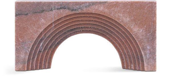 Meridian Furniture Cambre Hand-carved Genuine Marble Arch Sculpture Tabletop Accent with Natural Veined Ridged Detail Pink ACC118-Pink